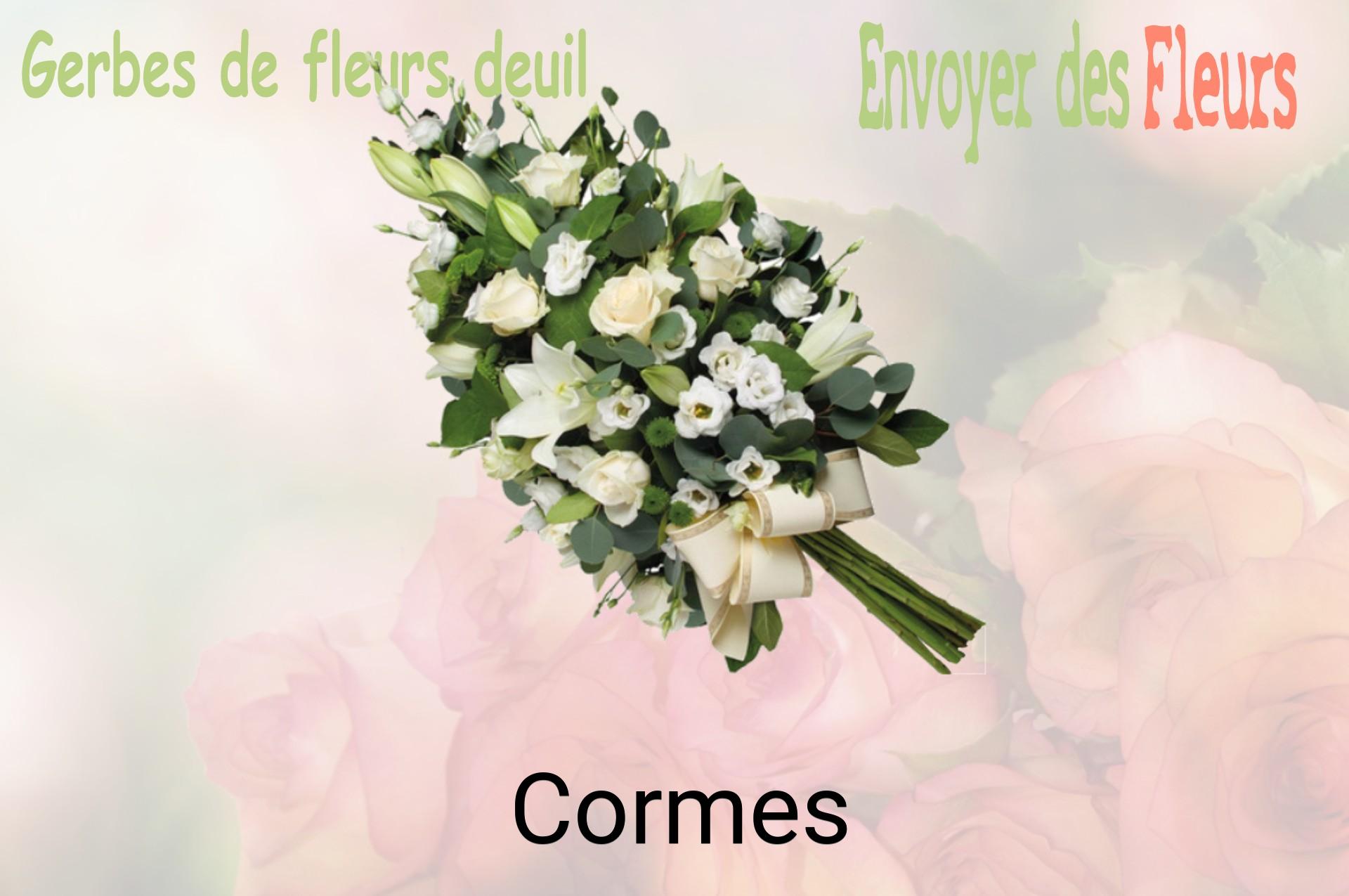 Gerbe de fleurs de deuil livrée à Cormes